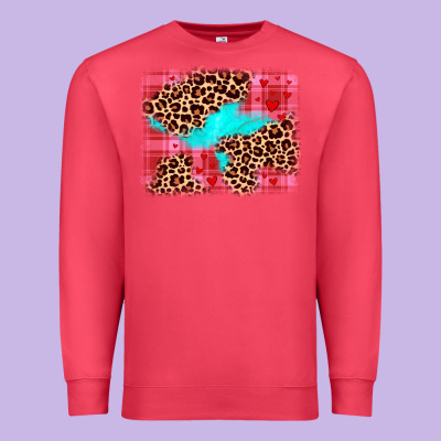 Valentine's Day Leopard Background Premium Sweatshirt Designed By Jahusdesignshop