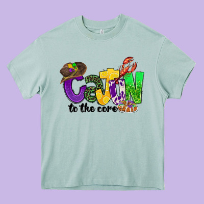 Cajun To The Core Mardi Gras Heavy Core Tee Designed By Cowgirlartshop