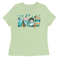 Matcha winter coffee cups Ladies Tee - OliviaCreatesArt
