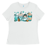 White winter coffee cups Ladies Tee - OliviaCreatesArt