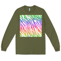 Army Green watercolor rainbow zebra seamless pattern Long Sleeve Tee - BundleAndBundleShop