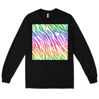 Black watercolor rainbow zebra seamless pattern Long Sleeve Tee - BundleAndBundleShop
