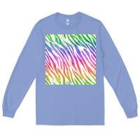 Colony Blue watercolor rainbow zebra seamless pattern Long Sleeve Tee - BundleAndBundleShop