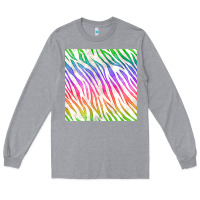 Heather Grey watercolor rainbow zebra seamless pattern Long Sleeve Tee - BundleAndBundleShop