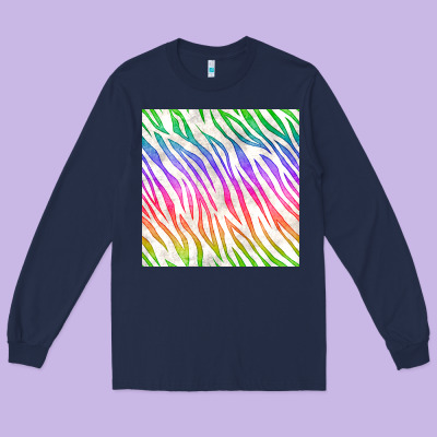 Watercolor Rainbow Zebra Seamless Pattern Long Sleeve Tee Designed By Bundleandbundleshop