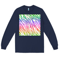 Navy watercolor rainbow zebra seamless pattern Long Sleeve Tee - BundleAndBundleShop