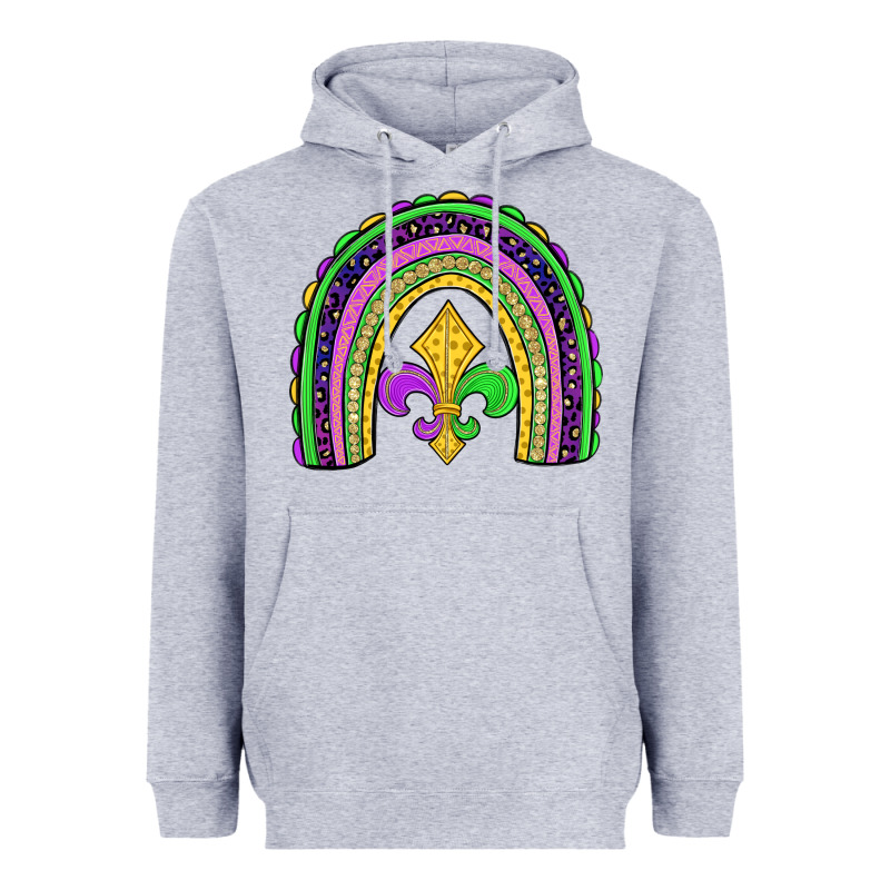 Mardi Gras Fleur De Lis Rainbow Heavyweight Hoodie by JahusDesignShop | Teevron