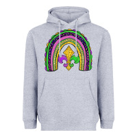 Heather Grey mardi gras fleur de lis rainbow Heavyweight Hoodie - JahusDesignShop