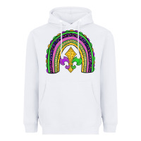 White mardi gras fleur de lis rainbow Heavyweight Hoodie - JahusDesignShop