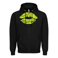 Black softball lips Zipper Hoodie - AdoDesignShop