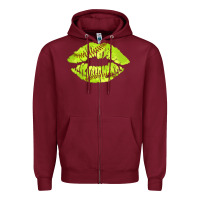 Burgundy softball lips Zipper Hoodie - AdoDesignShop