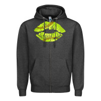Charcoal Heather softball lips Zipper Hoodie - AdoDesignShop