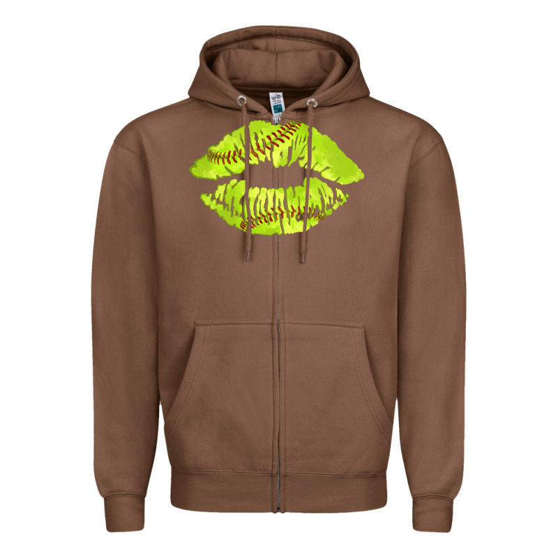 Softball Lips Zipper Hoodie by AdoDesignShop | Teevron