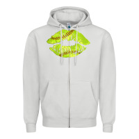 Dove Grey softball lips Zipper Hoodie - AdoDesignShop