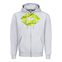Heather Grey softball lips Zipper Hoodie - AdoDesignShop