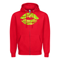 Red softball lips Zipper Hoodie - AdoDesignShop