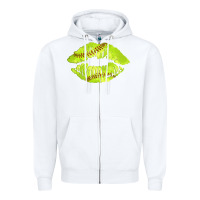 White softball lips Zipper Hoodie - AdoDesignShop