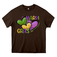 Chocolate Brown mardi gras heart Heavy Core Tee - CowGirlArtShop