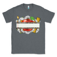 Charcoal Heather floral teacher custom name Classic Tee - CowGirlArtShop