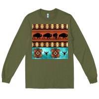 Army Green native american aztec seamless pattern 2 Long Sleeve Tee - BundleAndBundleShop