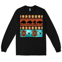 Black native american aztec seamless pattern 2 Long Sleeve Tee - BundleAndBundleShop