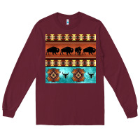 Burgundy native american aztec seamless pattern 2 Long Sleeve Tee - BundleAndBundleShop