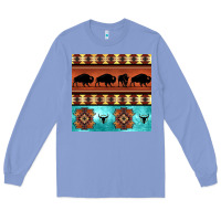 Colony Blue native american aztec seamless pattern 2 Long Sleeve Tee - BundleAndBundleShop