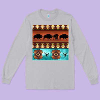 Native American Aztec Seamless Pattern 2 Long Sleeve Tee Designed By Bundleandbundleshop