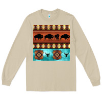 Mushroom native american aztec seamless pattern 2 Long Sleeve Tee - BundleAndBundleShop