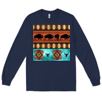 Navy native american aztec seamless pattern 2 Long Sleeve Tee - BundleAndBundleShop
