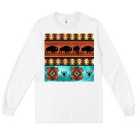 White native american aztec seamless pattern 2 Long Sleeve Tee - BundleAndBundleShop