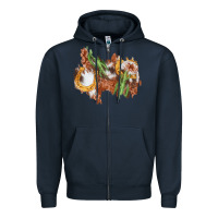 Navy horseshoe cowhide cactus patch Zipper Hoodie - AdoDesignShop