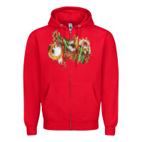 Red horseshoe cowhide cactus patch Zipper Hoodie - AdoDesignShop