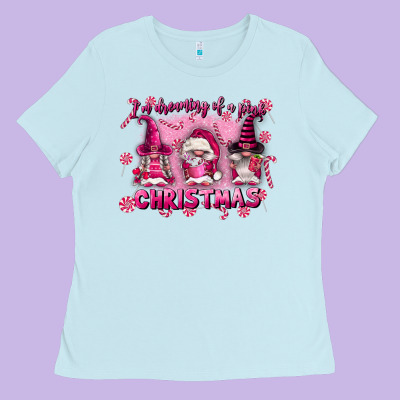 I'm Dreaming Of A Pink Christmas Ladies Tee Designed By Fadigitalartstudio