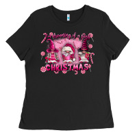 Black i'm dreaming of a pink christmas Ladies Tee - FaDigitalArtStudio