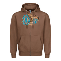 Chestnut gemstone wood leopard patch Zipper Hoodie - AdoDesignShop
