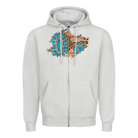 Dove Grey gemstone wood leopard patch Zipper Hoodie - AdoDesignShop