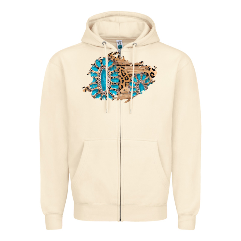 Gemstone Wood Leopard Patch Zipper Hoodie by AdoDesignShop | Teevron