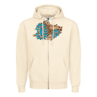 Sandshell gemstone wood leopard patch Zipper Hoodie - AdoDesignShop