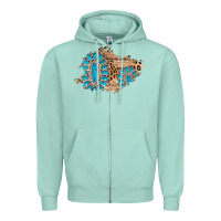 Seafoam gemstone wood leopard patch Zipper Hoodie - AdoDesignShop