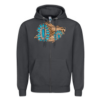 Smoke gemstone wood leopard patch Zipper Hoodie - AdoDesignShop