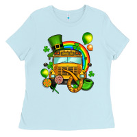 Baby Blue St. Patrick's school bus Ladies Tee - OliviaCreatesArt