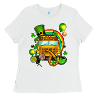 White St. Patrick's school bus Ladies Tee - OliviaCreatesArt