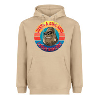 Mushroom Retro Sunset Just A Girl Who Loves Bigfoot Heavyweight Hoodie - artisFamous