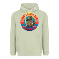Matcha Retro Sunset Just A Girl Who Loves Bigfoot Heavyweight Hoodie - artisFamous