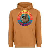 Meerkat Retro Sunset Just A Girl Who Loves Bigfoot Heavyweight Hoodie - artisFamous
