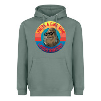 Sage Retro Sunset Just A Girl Who Loves Bigfoot Heavyweight Hoodie - artisFamous