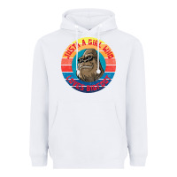 White Retro Sunset Just A Girl Who Loves Bigfoot Heavyweight Hoodie - artisFamous