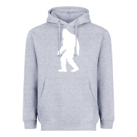 Heather Grey bigfoot walking silhouette Heavyweight Hoodie - artisFamous