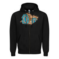 Black gemstone wood leopard patch Zipper Hoodie - AdoDesignShop